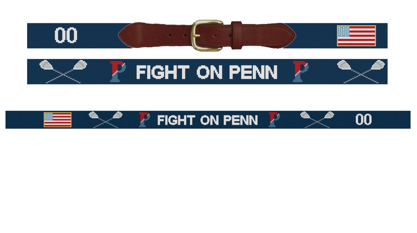 Fight On Lacrosse Needlepoint Belt