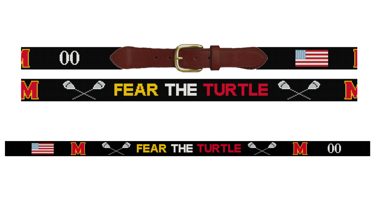 Fear the Turtle Lacrosse Needlepoint Belt