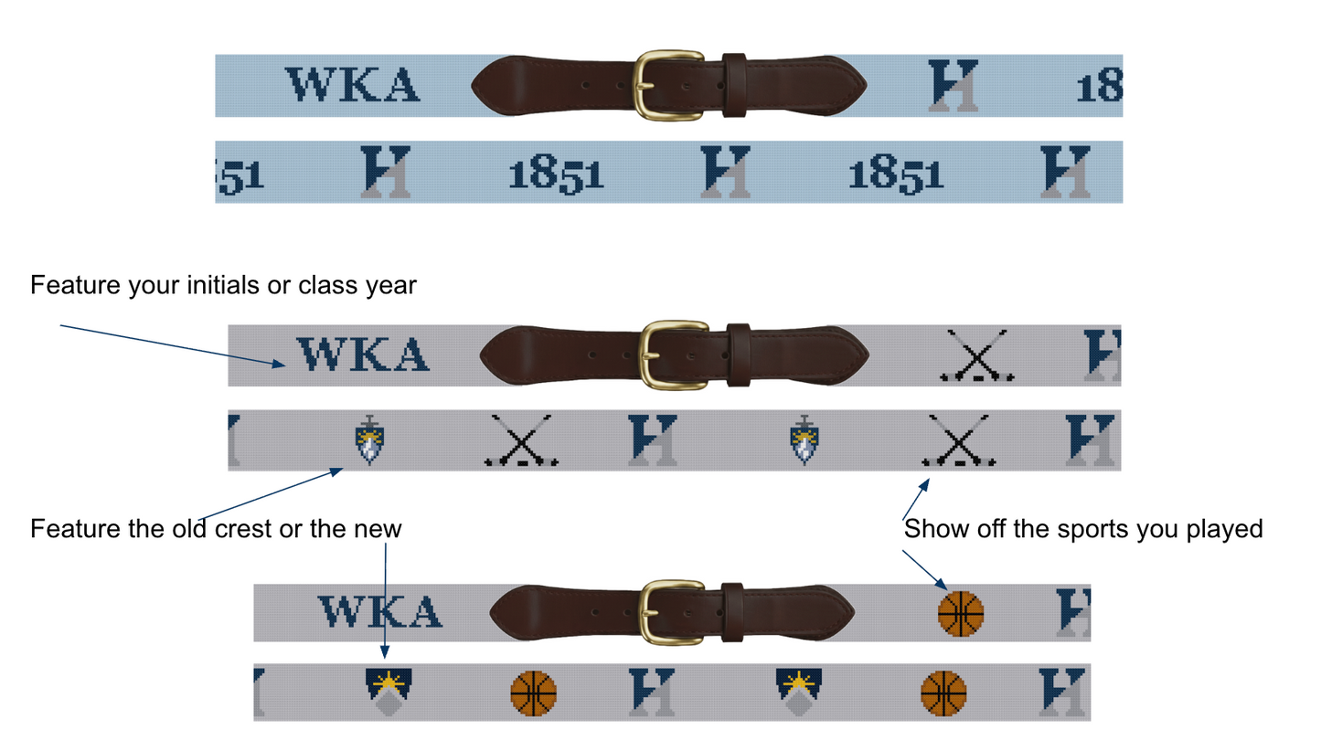 The Hill School Custom Needlepoint Belt