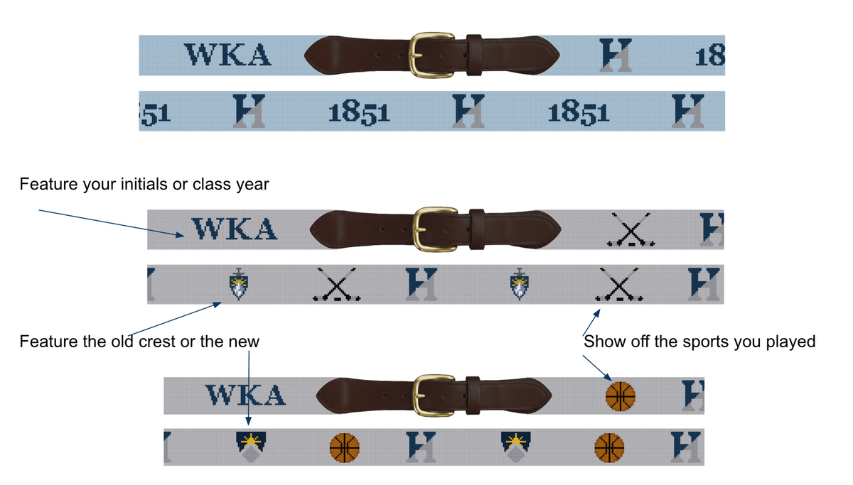 The Hill School Custom Needlepoint Belt