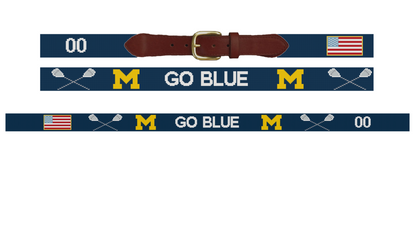 Go Blue Lacrosse Needlepoint Belt