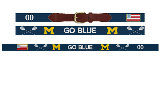 Go Blue Lacrosse Needlepoint Belt
