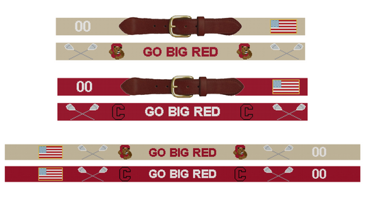 Go Big Red Lacrosse Needlepoint Belt